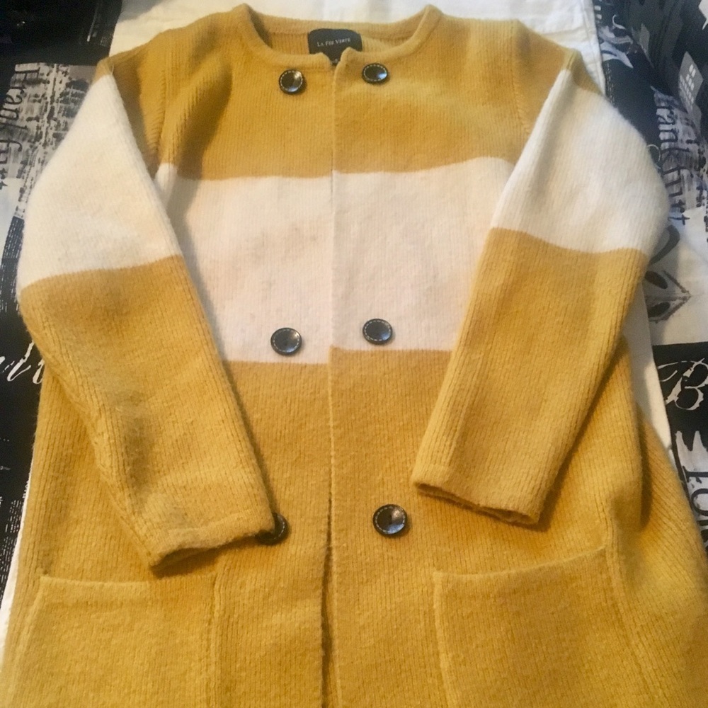 Anthropologie Long Striped Open Cardigan